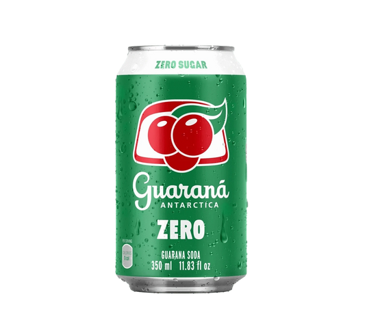 Single 12oz can of Antarctica Guarana Zero soda.