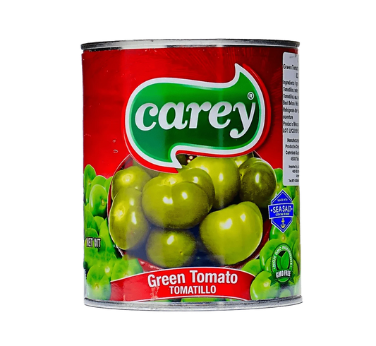 Jar of whole green tomatillos, Close-up of whole tomatillos in a jar, Carey brand whole tomatillos