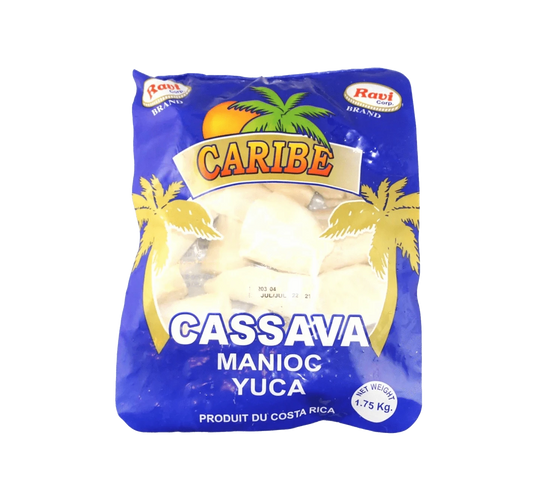 Bag of Caribe frozen yuca (cassava) pieces.