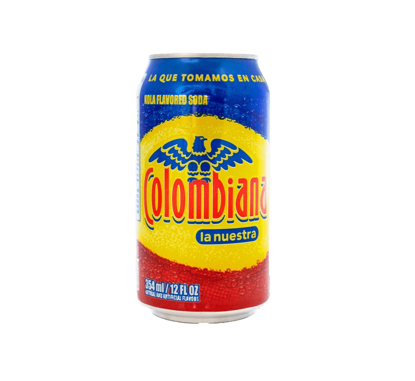 Single 354ml can of Colombiana La Nuestra soda.