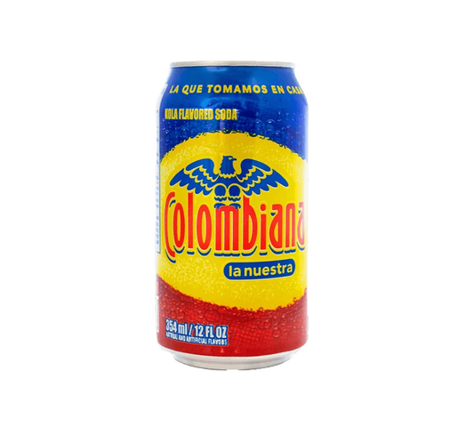 Single 354ml can of Colombiana La Nuestra soda.