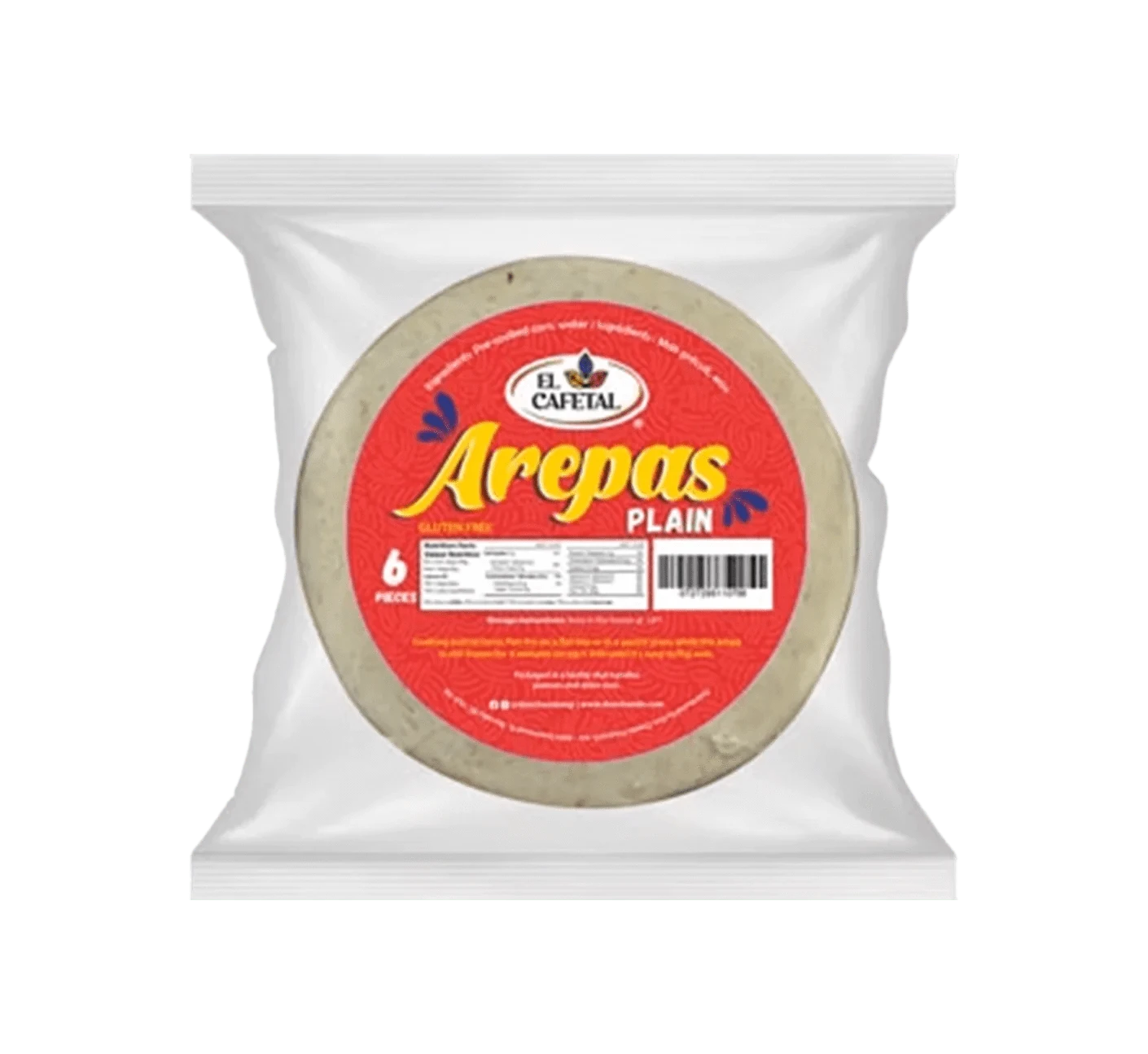 Package of El Cafetal plain arepas.