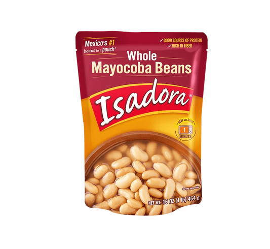 16oz pouch of Isadora whole Mayocoba beans.