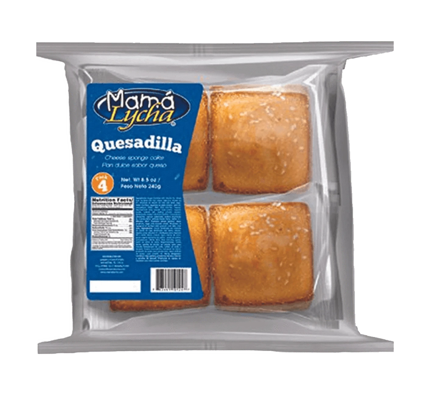 Package of 4 Mama Lycha Quesadillas, Individual Salvadoran cheese pastries, Sweet cheese-filled cakes