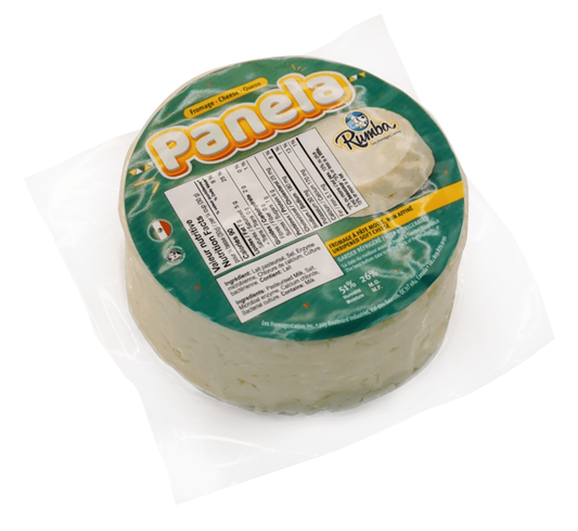 Block of Rumba Panela Cheese, Fresh white panela cheese, Panela cheese for grilling