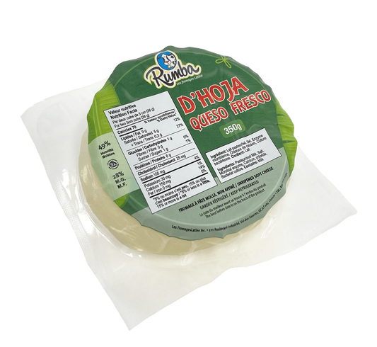 Ball of Rumba Queso De Hoja Fresco, Layered white cheese, Fresh Oaxaca cheese