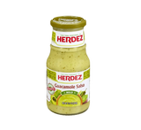 Jar of Herdez Guacamole Salsa, Creamy green avocado salsa, Pourable guacamole dip