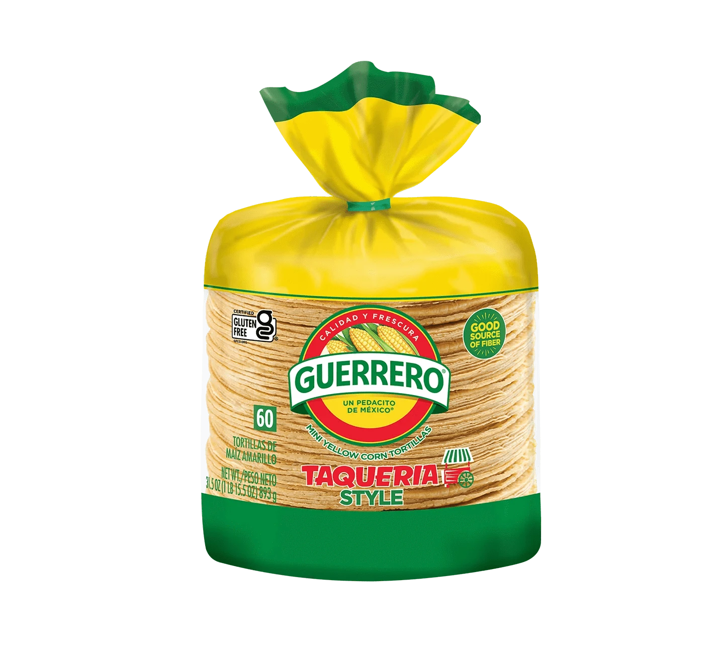 Package of mini yellow corn tortillas, Small yellow corn tortillas for tacos, Taqueria-style yellow tortillas