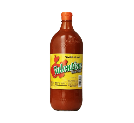 Large bottle of Valentina Red Hot Sauce, Popular Mexican red hot sauce, 1 liter bottle of Valentina sauce