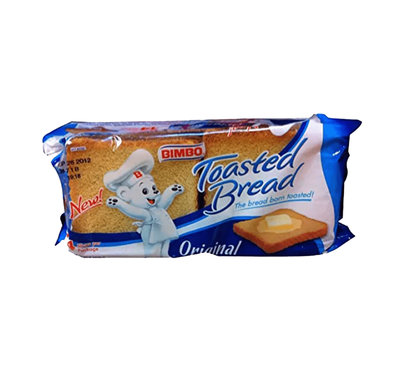 Bag of Bimbo Pan Tostado Blanco, Pre-toasted white bread slices, Ready-to-eat toast