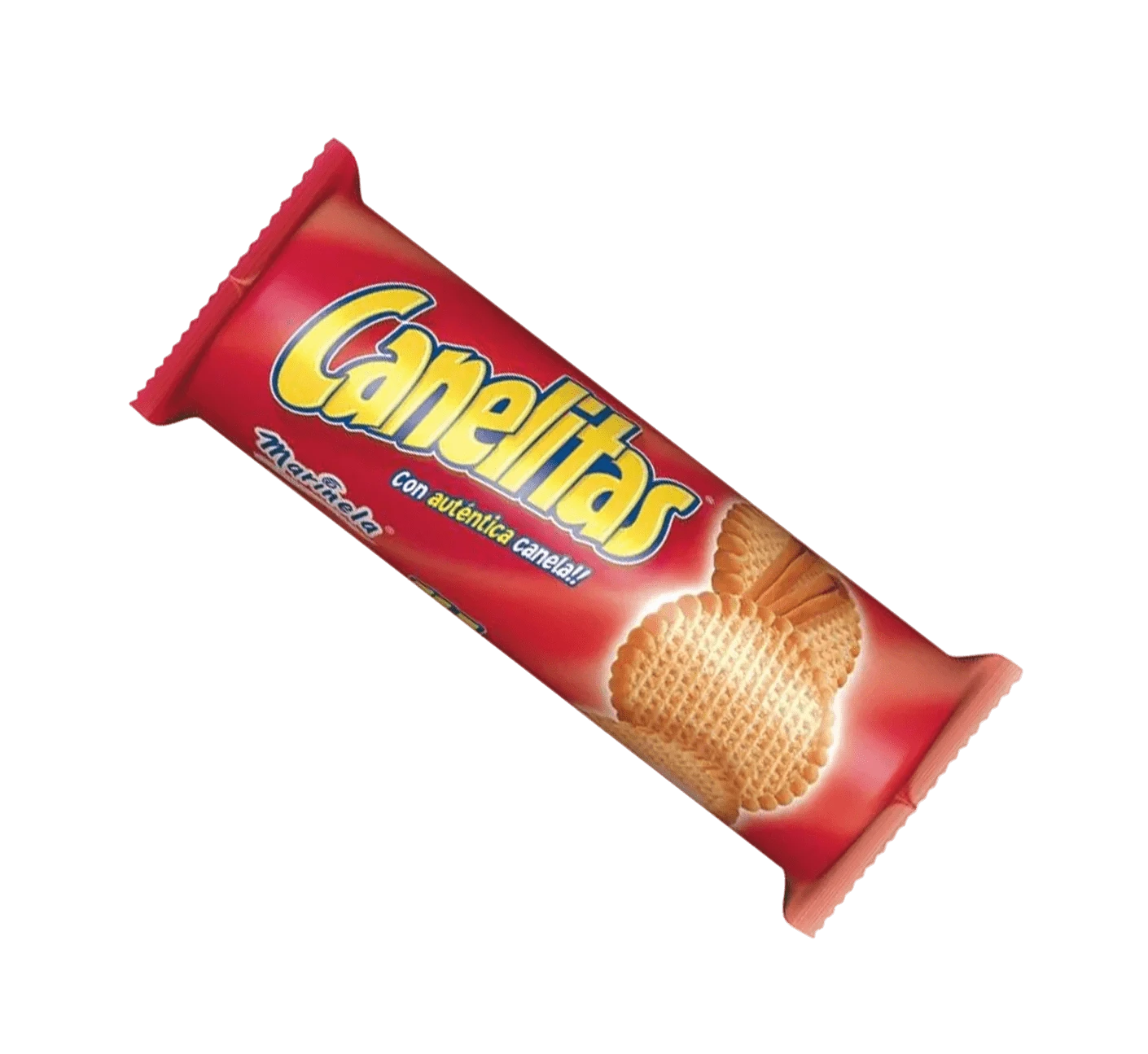 Tube of Canelitas cookies, Crispy cinnamon rolled cookies, Sweet cinnamon biscuits