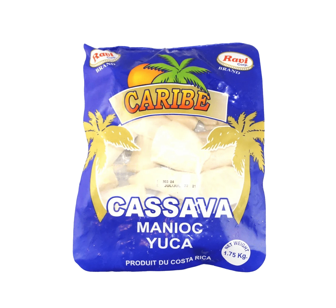 Bag of Caribe frozen yuca (cassava) pieces.