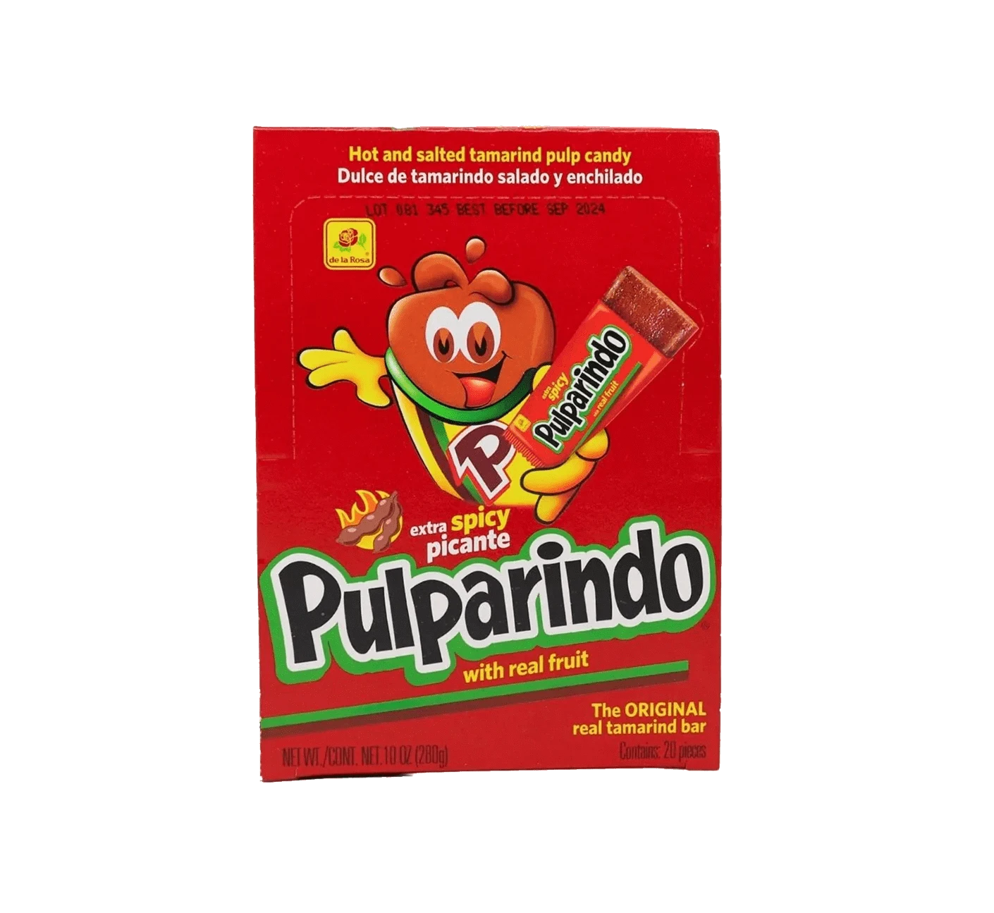Package of De La Rosa Extra Spicy Tamarind Pulp Candy.