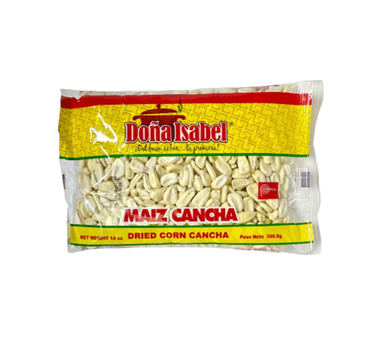 Bag of Doña Isabel Maiz Cancha, Large roasted corn kernels, Crunchy Peruvian corn snack