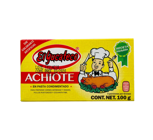 Package of El Yucateco Achiote Paste, Red cooking paste, Annatto seasoning block