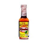 Bottle of El Yucateco Salsa Roja, Red habanero sauce from Mexico, Spicy tomato-based hot sauce