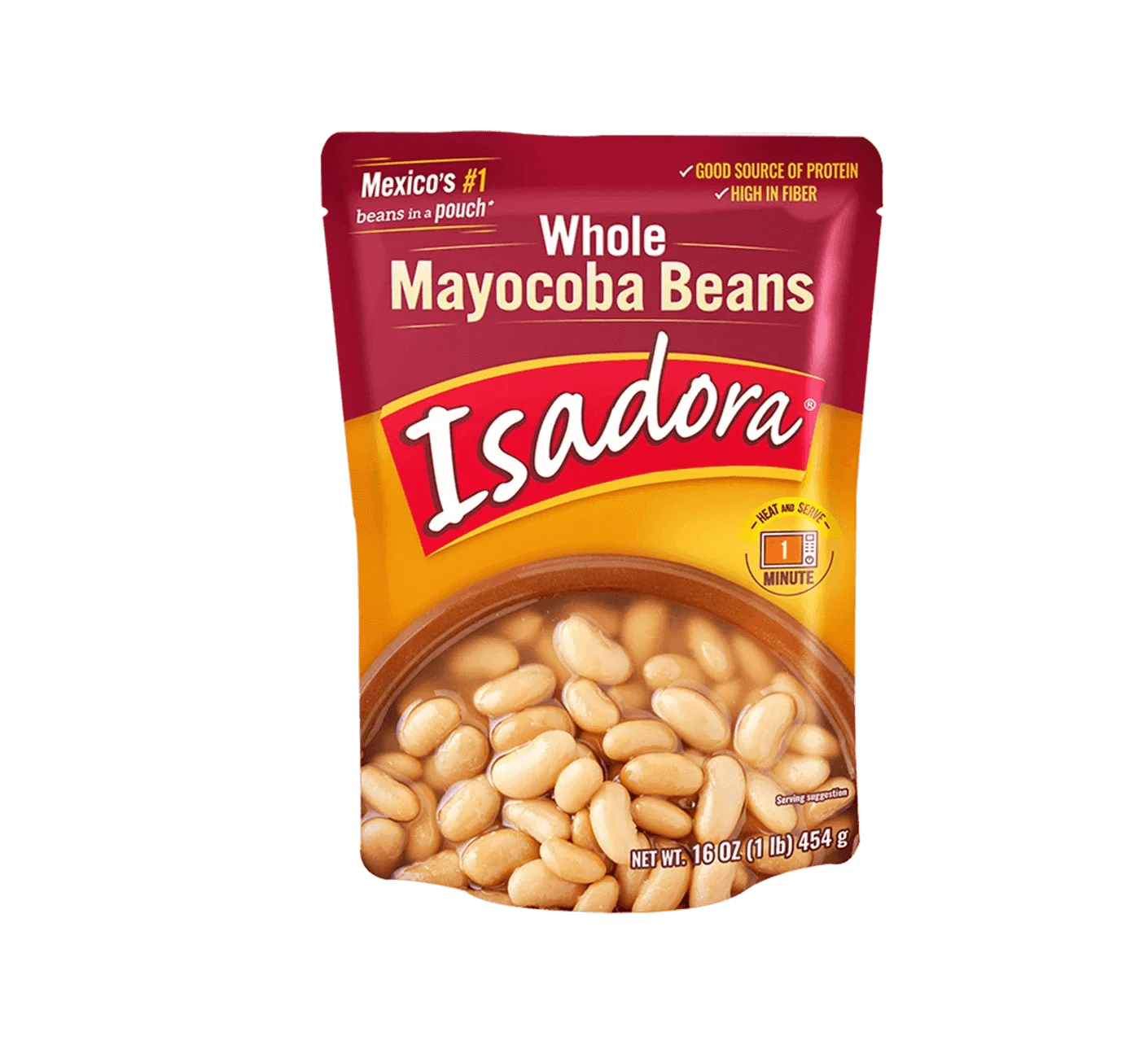 16oz pouch of Isadora whole Mayocoba beans.
