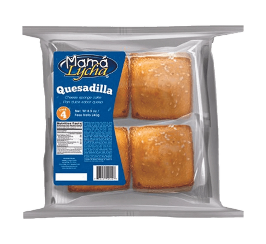 Package of 4 Mama Lycha Quesadillas, Individual Salvadoran cheese pastries, Sweet cheese-filled cakes