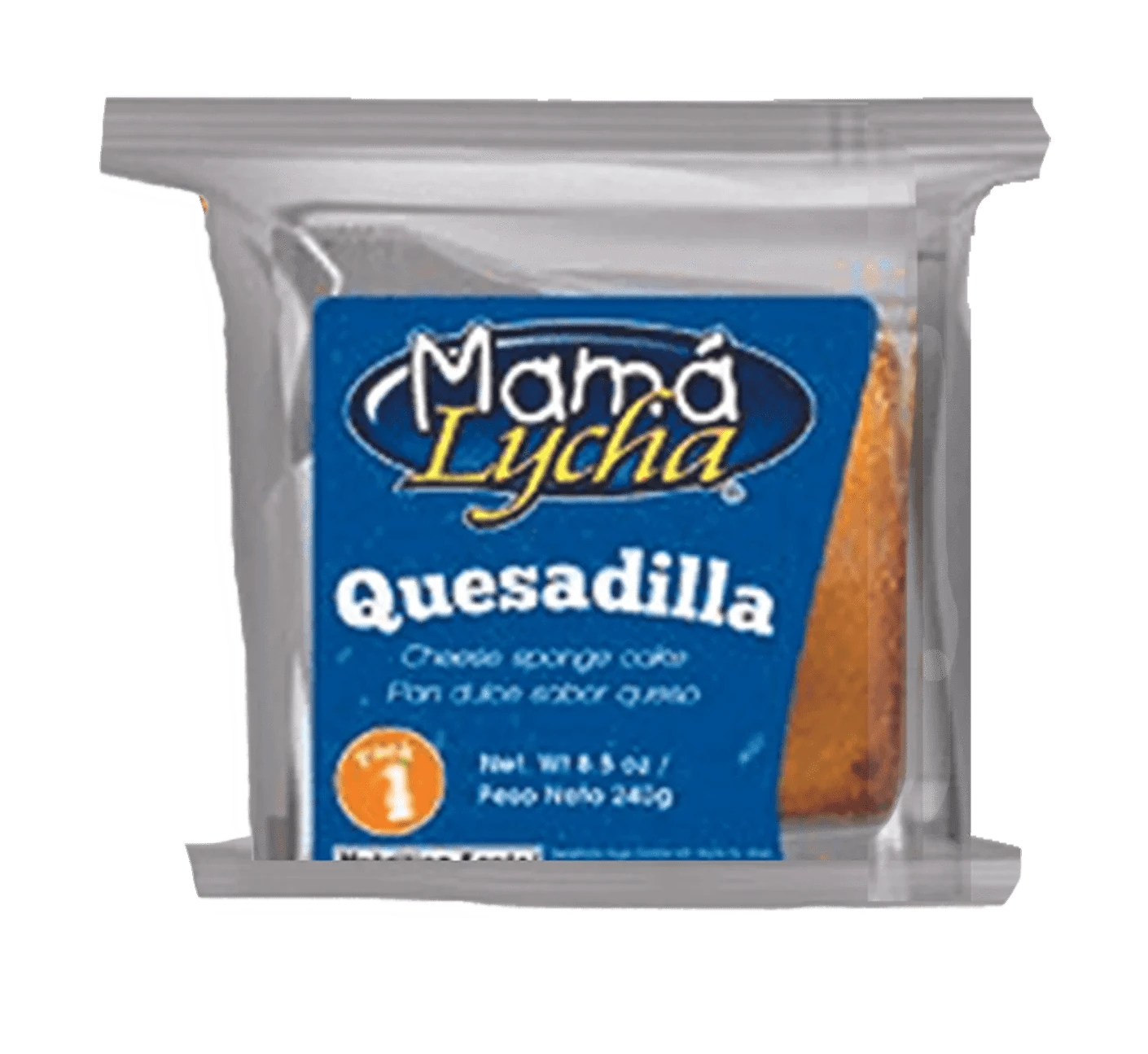 Package of a Mama Lycha Quesadillas, Individual Salvadoran cheese pastries, Sweet cheese-filled cakes