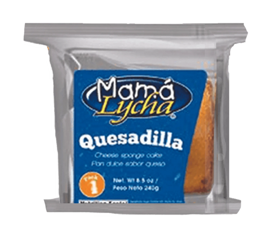 Package of a Mama Lycha Quesadillas, Individual Salvadoran cheese pastries, Sweet cheese-filled cakes