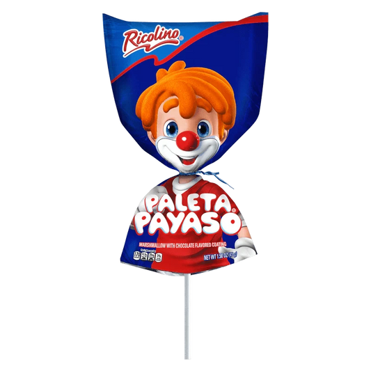 Paleta Payaso lollipop, Chocolate-covered marshmallow with a face, Funny face candy