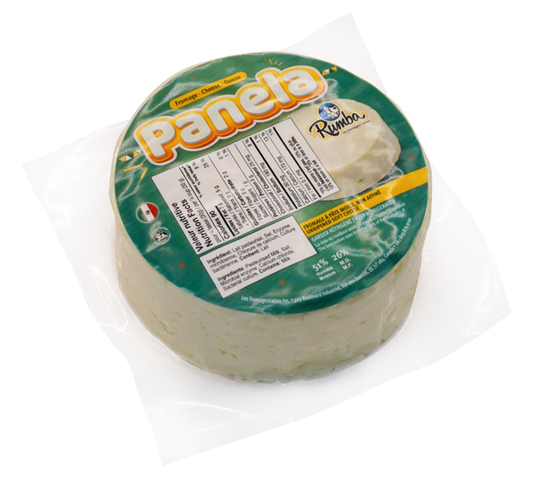 Block of Rumba Panela Cheese, Fresh white panela cheese, Panela cheese for grilling