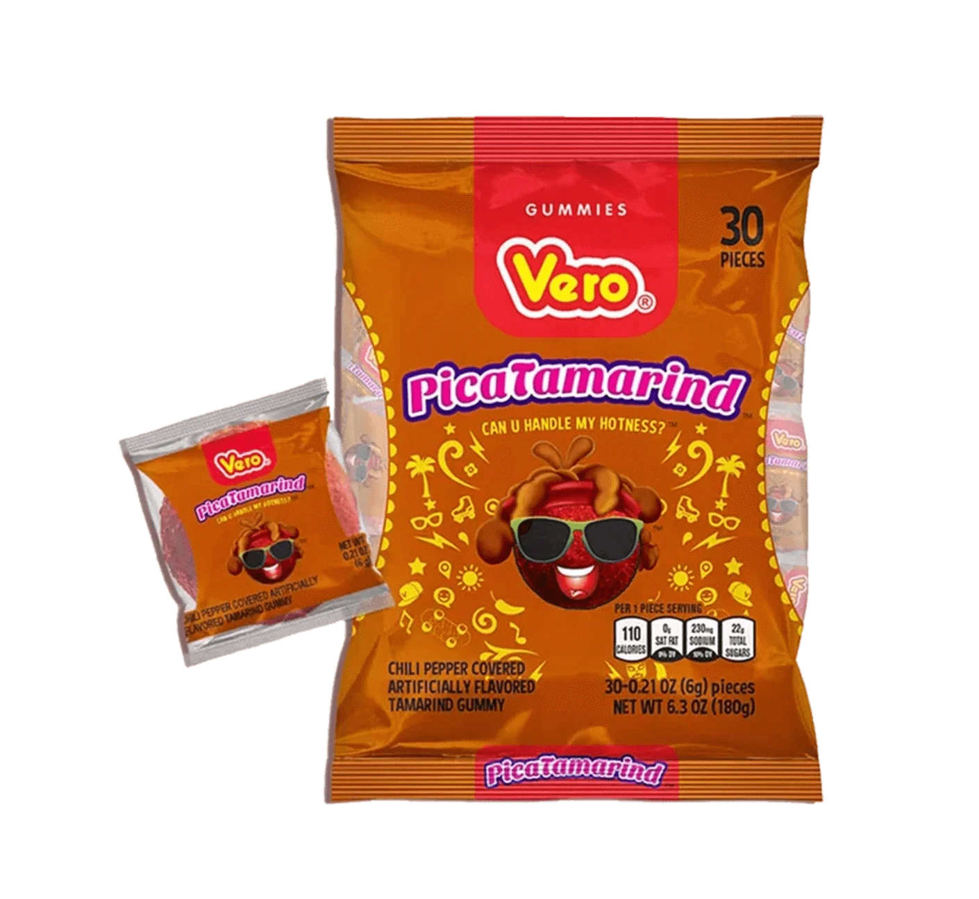 Pica Goma Tamarind candy, Spicy tamarind gummy ball, Chewy chili-covered candy