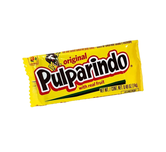 Individually wrapped Pulparindo Original candy, Rectangular tamarind sweet, Sweet and spicy Mexican candy