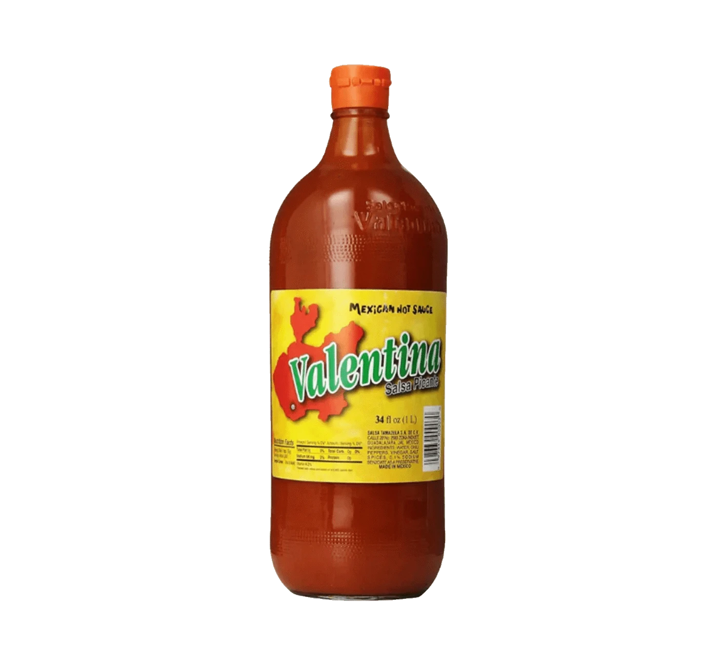 Large bottle of Valentina Red Hot Sauce, Popular Mexican red hot sauce, 1 liter bottle of Valentina sauce